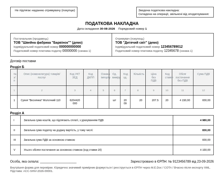Друкована форма податкової накладної
